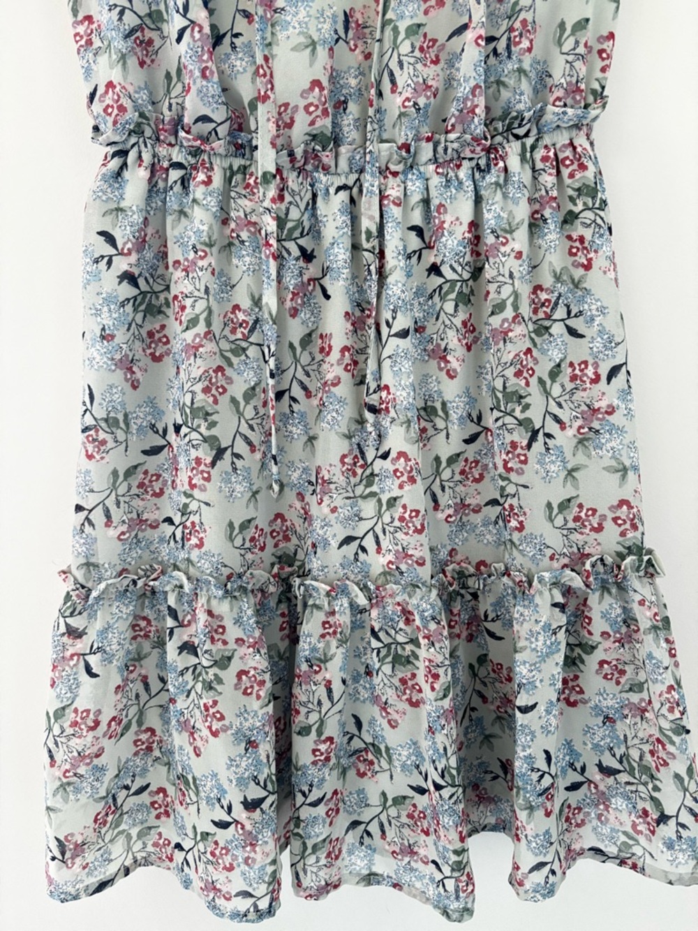 Floral Ruffle Mini Dress Cottagecore Romantic Boho Chic - Picture 3 of 10